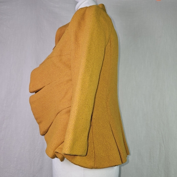 Anthropologie Tabitha Gold Terrace House Jacket Wool Blend Sz 2 Ruffle Preppy - Picture 5 of 14